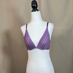 Adore Me Purple Plunge Bra with Adjustable Straps